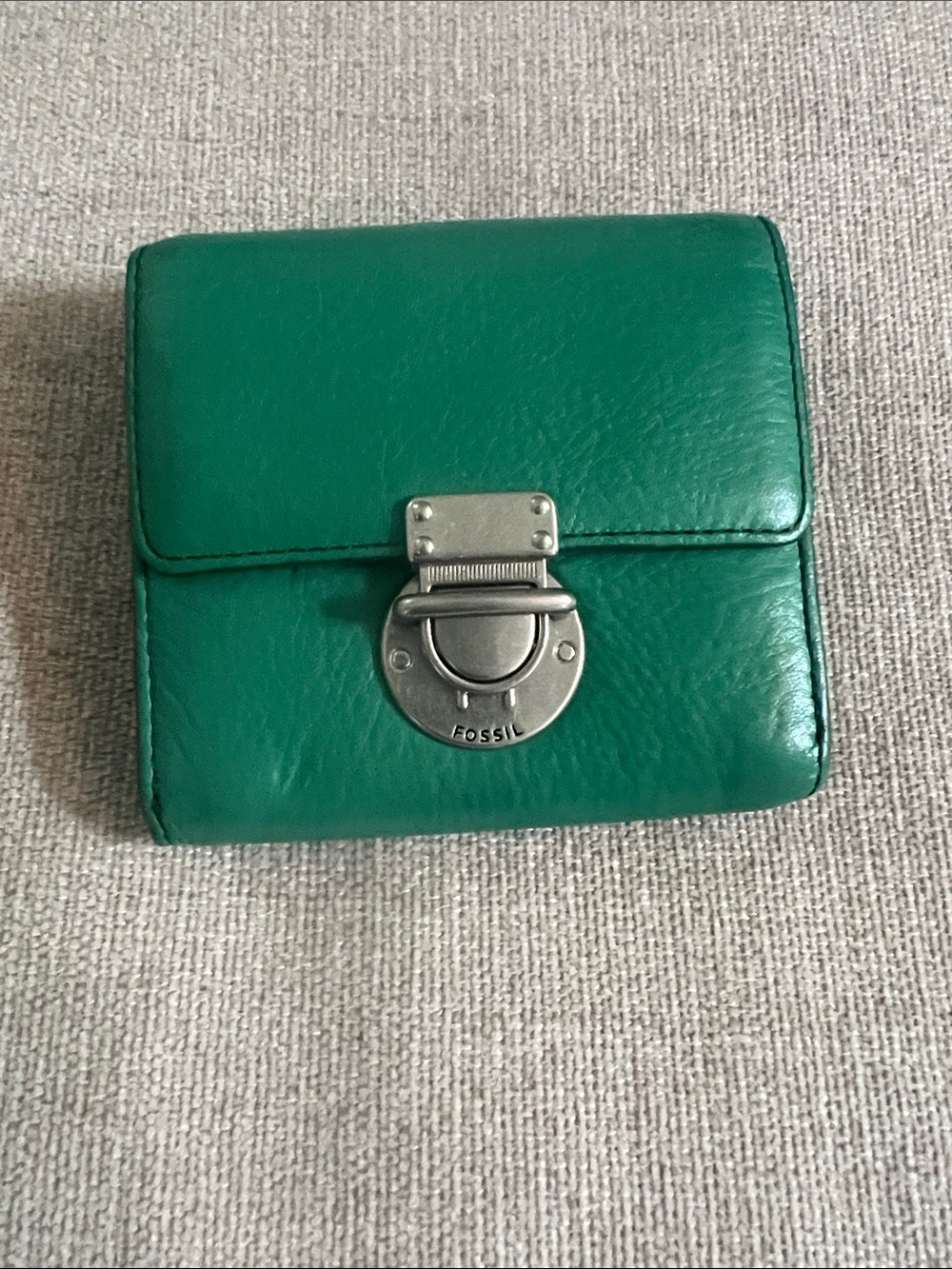 Vintage Fossil Emerald Green Leather Wallet